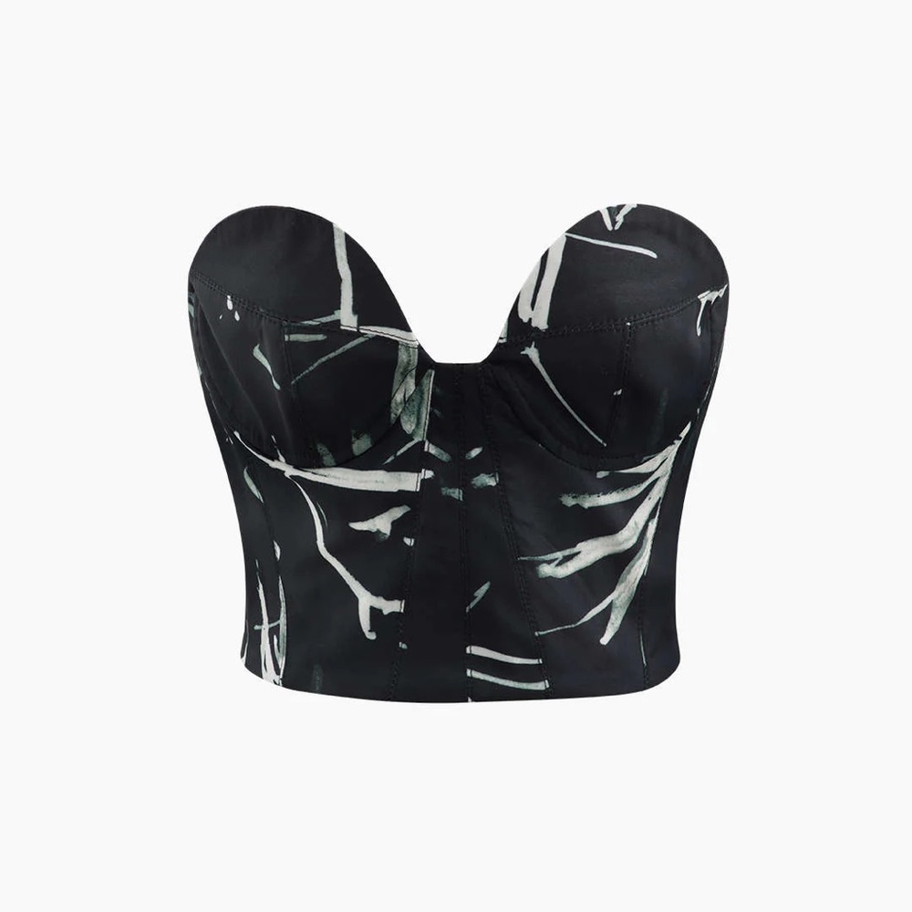 Printed Strapless Bustier Top